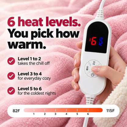 LED controller with 6 heat levels from 82 to 115 degrees Fahrenheit, level guide