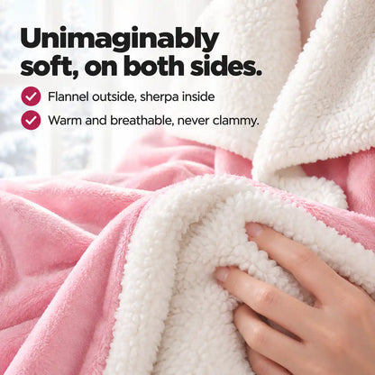 Incredibly soft on both sides: flannel outside, sherpa inside